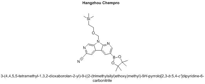 3-(4,4,5,5-tetramethyl-1,3,2-dioxaborolan-2-yl)-9-((2-(trimethylsilyl)ethoxy)methyl)-9H-pyrrolo[2,3-b:5,4-c']dipyridine-6-carbonitrile